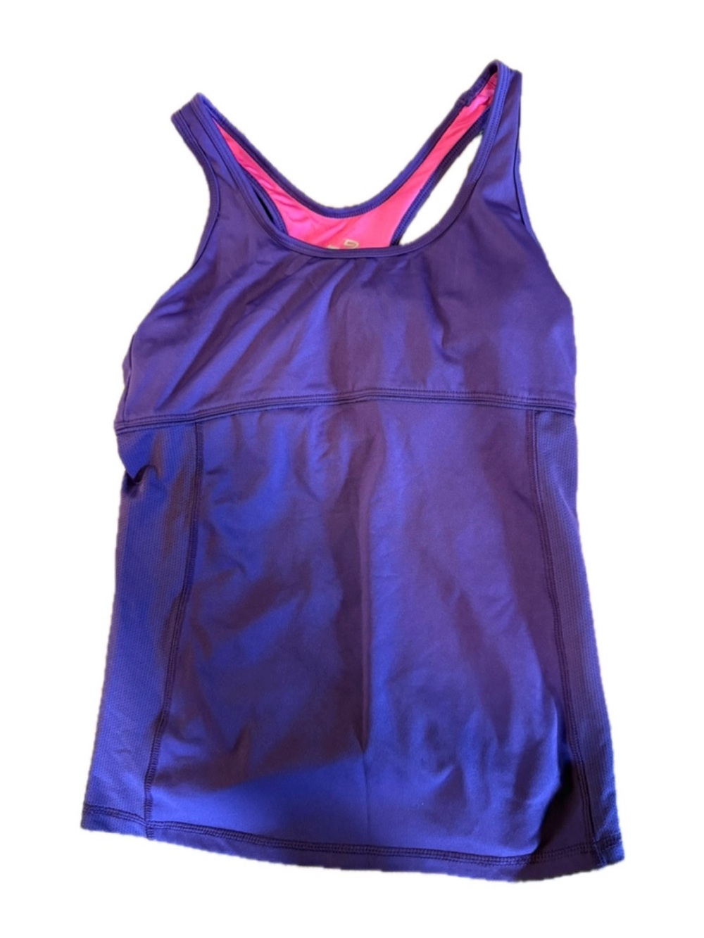 Purple Racerback Workout Tank with Pink Lining